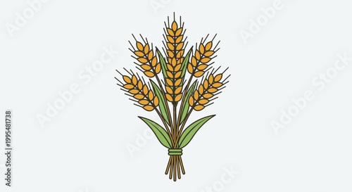 Wheat Stalks Bunch Illustration - Agriculture, Harvest, Bread Concept