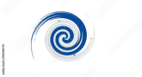 Abstract Blue Brush Stroke Spiral Swirl Isolated White Background
