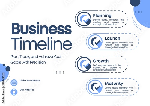 Blue And White Modern Business Timeline Poster 