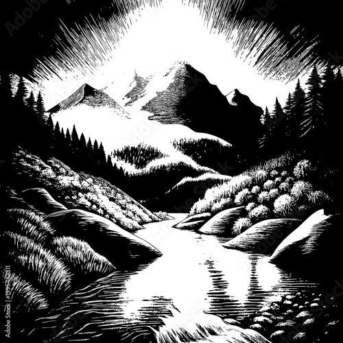 mountain landscape vector illustration