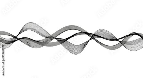 Abstract Smooth Wavy Lines Pattern, Modern Flowing Design Element, isolated white background