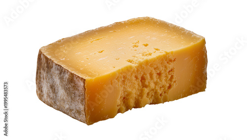 Canvastavla Wedge of aged hard cheese with crumbly texture, isolated on transparent backgrou