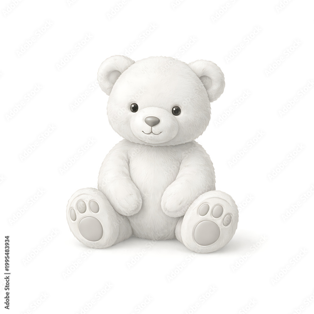 Fototapeta premium A white teddy bear sitting upright with paws out