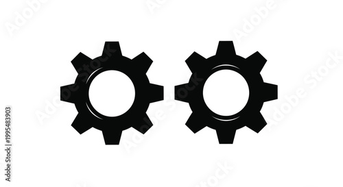 Two black gear icons are displayed against a plain white background representing mechanisms or settings