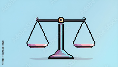 Pixel Art Scales of Justice for Law Legal and Court Balance Concept