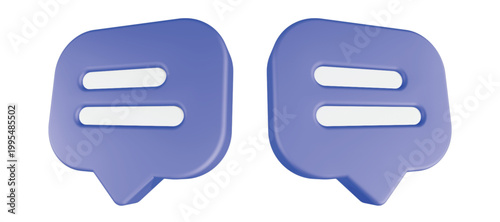 chat icon 3d render blue bubble