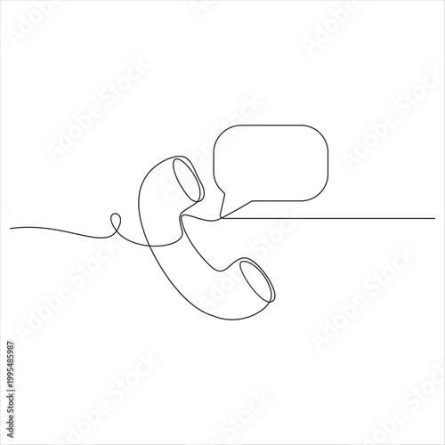 Single one line drawing call center icon and bubble talk customer service concept continuous line draw single line art vector illustration