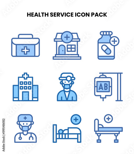 Health Service Two Colour Set Icons Pack