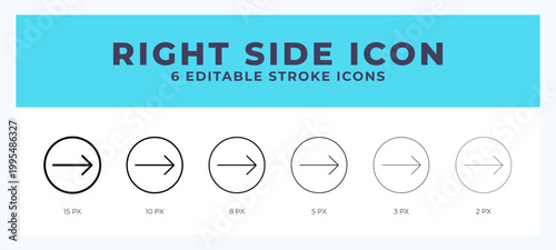 Right side icon. Outline. Lineal icon symbol vector. Black outline.