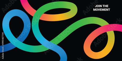 Abstract Gradient Color Background with Waves. Vector Pattern with Rainbow Ribbons. 3D Graphic Design