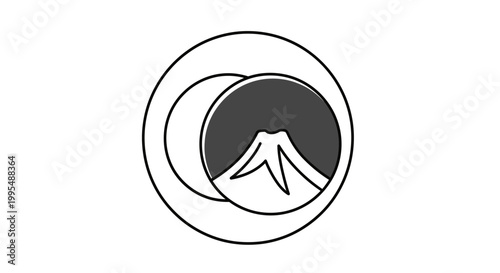 Mountain Icon in Circle Design.