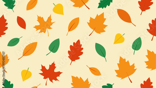 Autumn leaves scattered in various shapes and colors