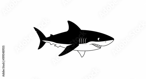 Black silhouette of a shark swimming.