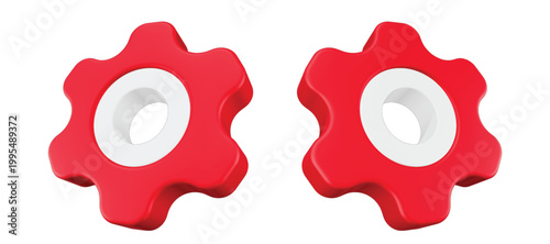 3d realistic gear different angle view set of isolated spare parts, or setting symbol
