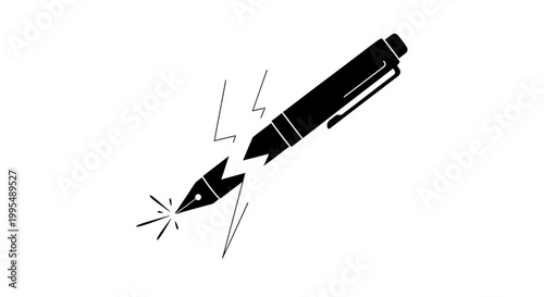 Broken Pen Symbolizing Writer's Block or Creative Failure