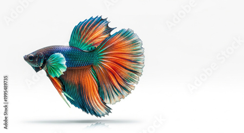 Colorful Betta Fish Swimming Alone.