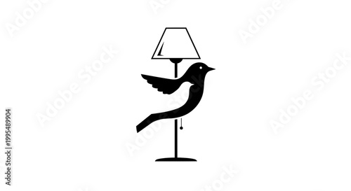 Фотография Creative Bird Lamp Silhouette - Idea and Innovation Concept