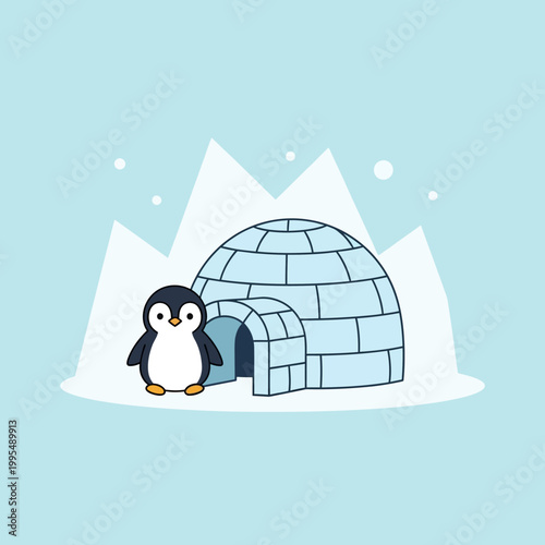 Cute Penguin and Igloo