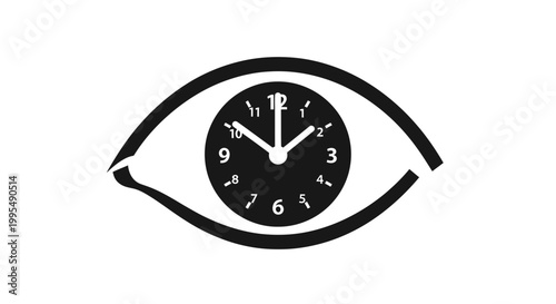 Eye clock graphic, time passing concept, watching the clock, deadline concept