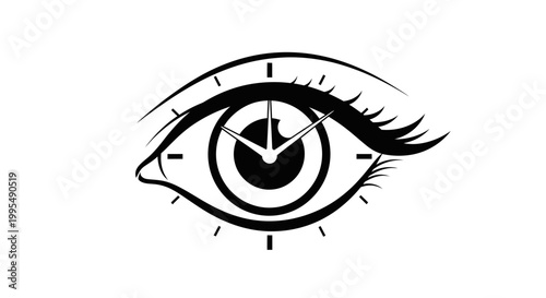 Eye Clock Symbol - Time Management, Vision, and Observation Concept