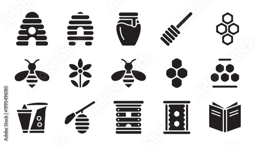 Honey and beekeeping icon set. collection of vector filled outline icons. editable stroke. eps 10.