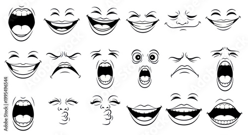 Various Emotions Facial Expressions Closeup.