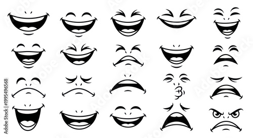 Collection of various smiling face emoticons.