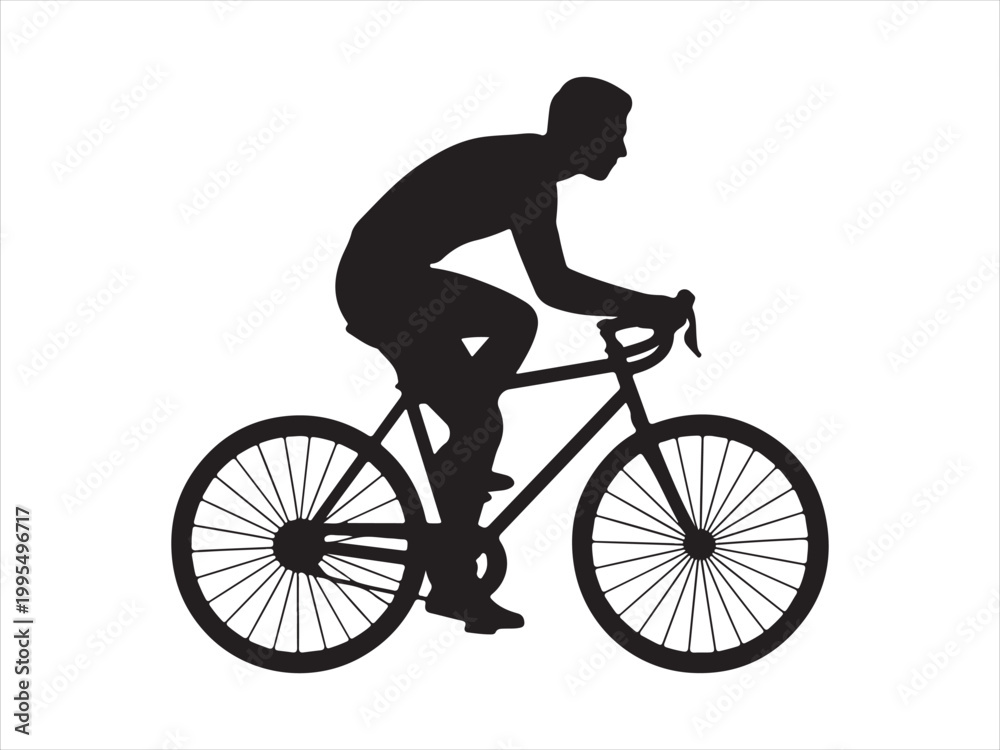 Fototapeta premium Cyclist silhouette riding a bicycle flat vector illustration isolated design