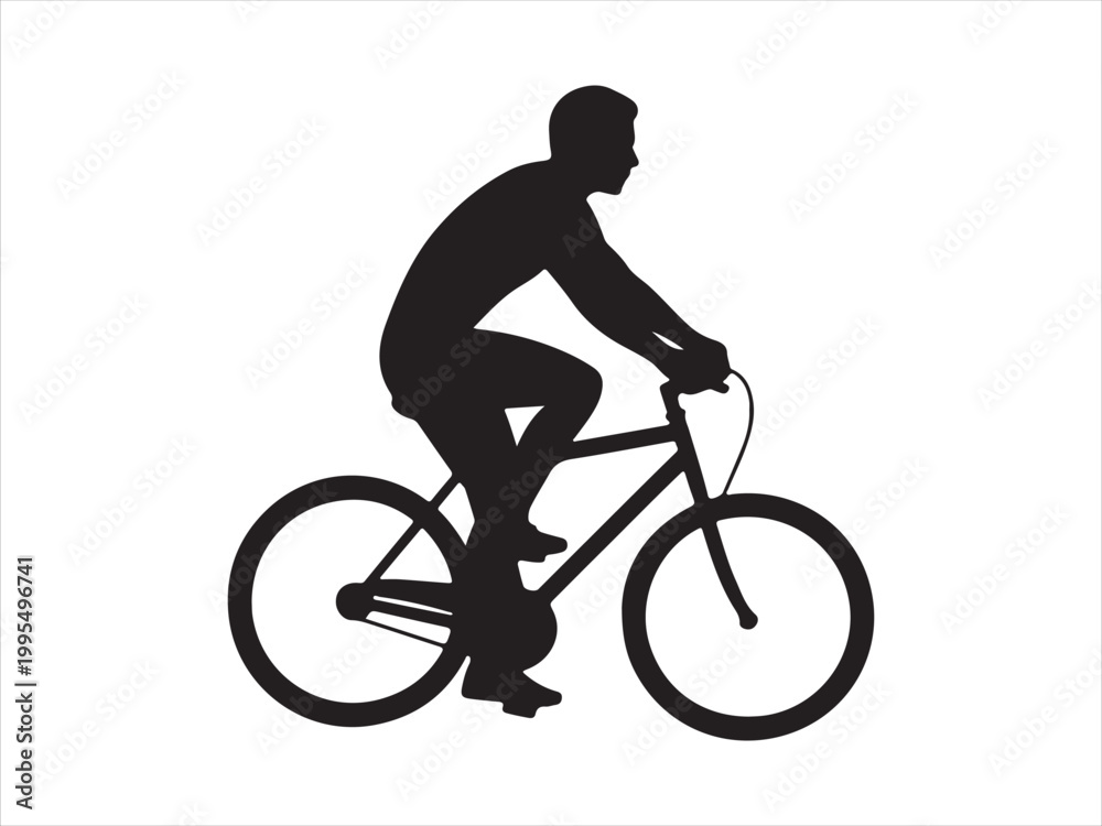 Obraz premium Cyclist silhouette riding a bicycle flat vector illustration isolated design