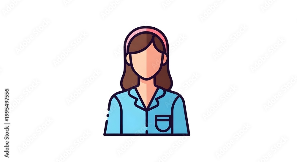Fototapeta premium Flat design illustration of a woman wearing a blue shirt with headband