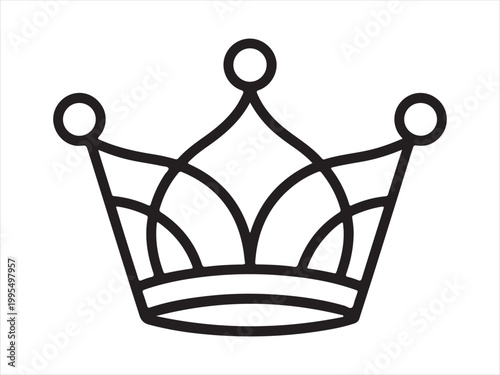 Crown outline vector illustration, royal king queen tiara icon design