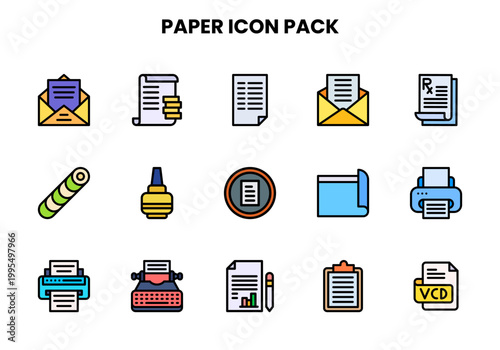 Paper Lineal Color SVG Icons Pack