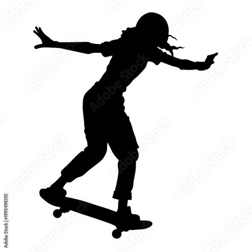 A silhouette of a skateboarder.