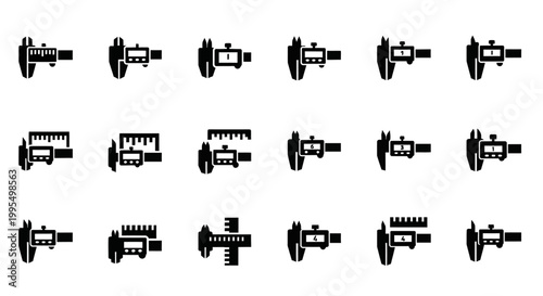 20 Black Dumbbell Icons, Fitness Equipment Symbols, Workout Weight Graphics, Vector Illustration Set