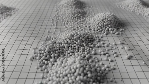 Pile of White Spheres Growing on Grid Paper | Abstract Texture