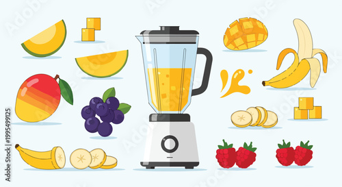 Schilderij op canvas A blender with assorted fruits