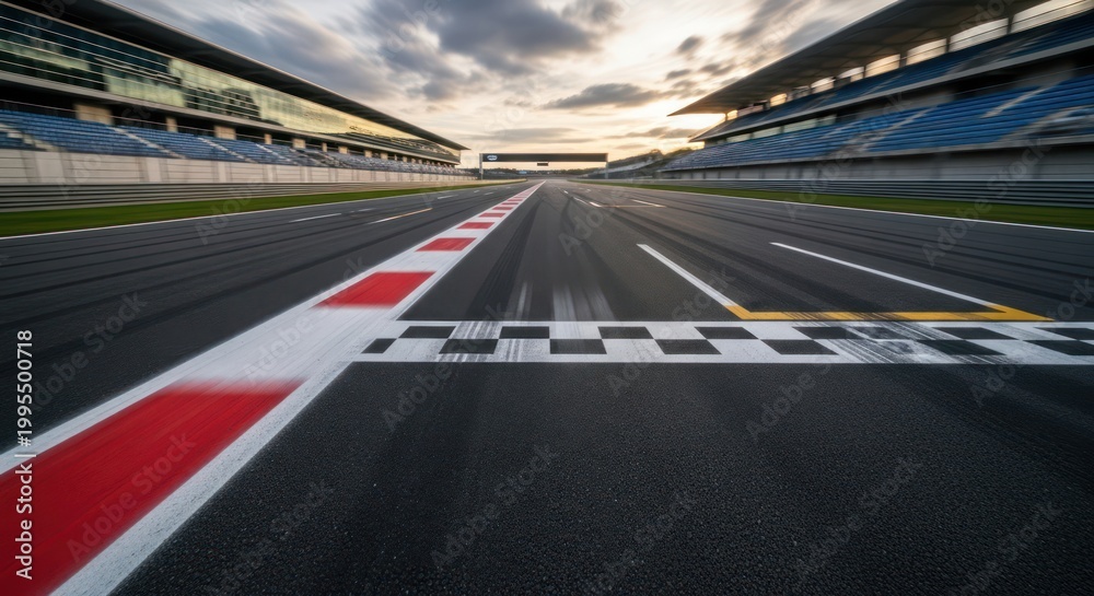 Fototapeta premium Racing track with checkered finish line.