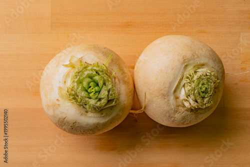 カブ　根菜の俯瞰撮影