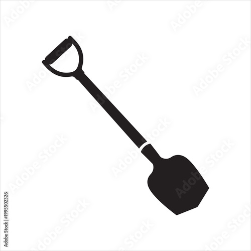 Hoe Garden Tool - Black Silhouette Vector