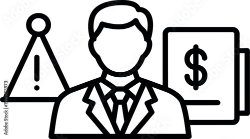 Business Risk and Financial Management Concept with Warning Sign and Dollar Icon