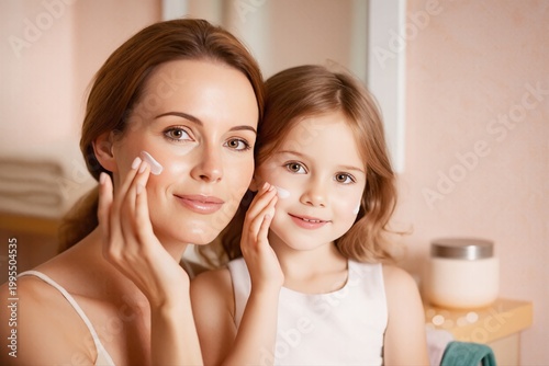 Mother and daughter sharing a gentle morning skincare ritual together