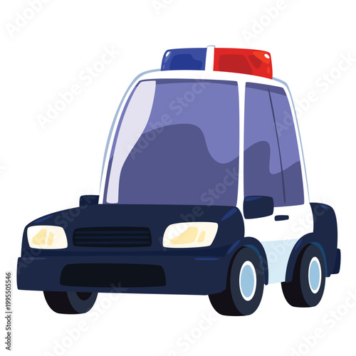 Cute Police Car Cartoon Illustration