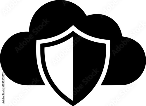 Cloud Security Icon Vector Shield Symbol for Data Protection and Secure Computing