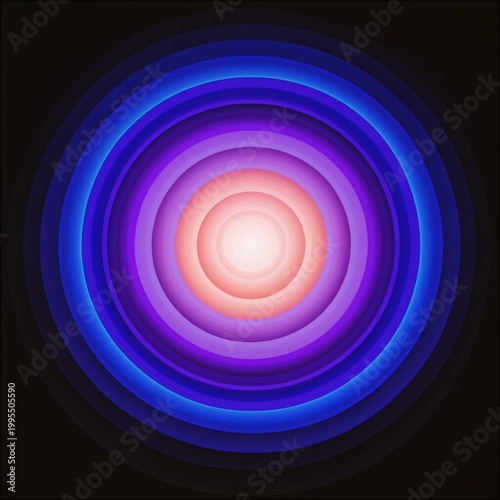 Concentric abstract target with glowing neon rings on a dark background
