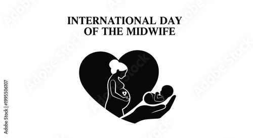 International Day of the Midwife vector graphic illustration with a pregnant woman and newborn baby
