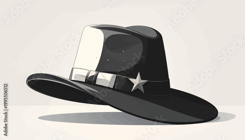 Black Police Hat with Badge and Shield.