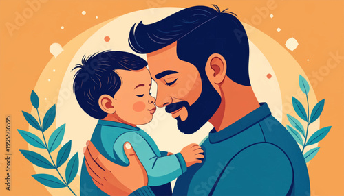 Father and Son Embracing with Love.