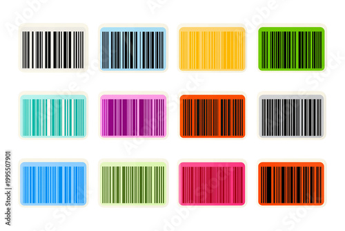 Barcode sticker set isolated on white background png