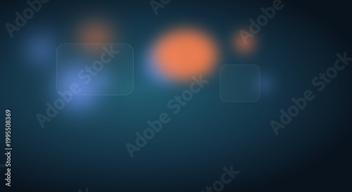 Glowing orange bokeh lights on dark blue background in abstract style with blurred texture for cinematic use