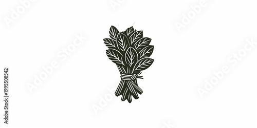 A detailed illustration of a bundle of dried sage tied with twine